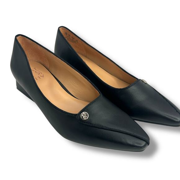 Naturalizer Black Low Heel Pumps Size 7 Chunky Kitten Heel Pointy Toe Heels - Picture 8 of 11